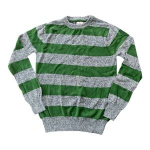 Cat & Jack Crew Neck Lightweight Stripe Green Grey‎ Sweater BoysXL Dark Academia